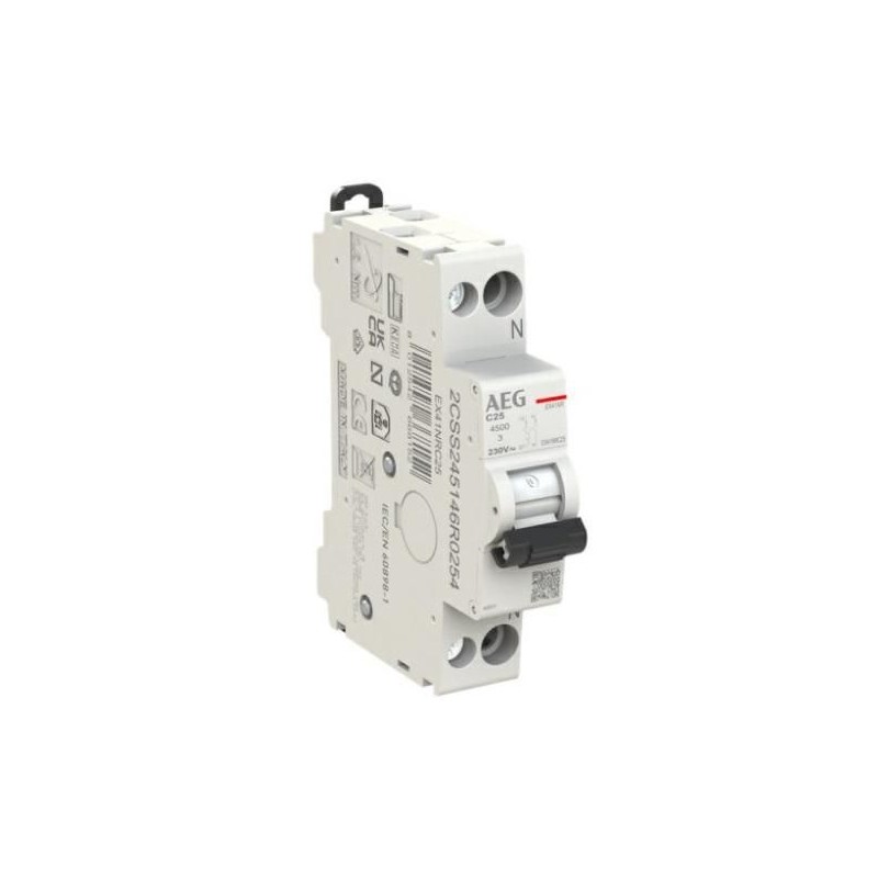Interruttore Magnetotermico 25A 1P+N 4,5KA 1 Modulo AEG EX41NRC25 Interruttore Magnetotermico 25A 1P+N 4,5KA 1 Modulo AEG EX41NRC25