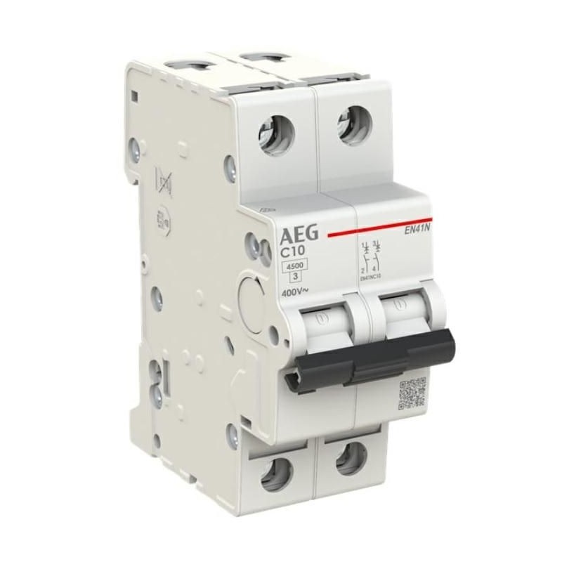 Interruttore Magnetotermico 10A 1P+N 4,5KA 2 Moduli AEG EN41NC10 Interruttore Magnetotermico 10A 1P+N 4,5KA 2 Moduli AEG EN41NC10