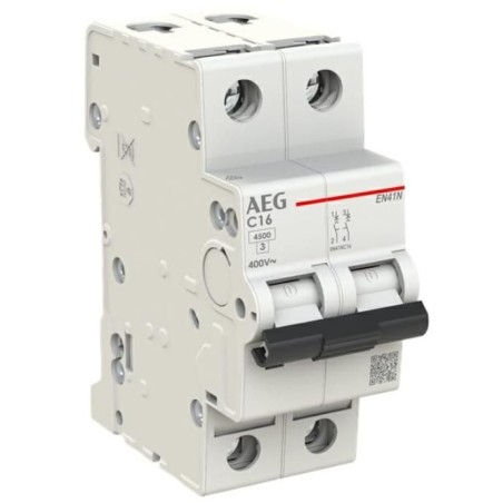 Interruttore Magnetotermico 16A 1P+N 4,5KA 2 Moduli AEG EN41NC16
