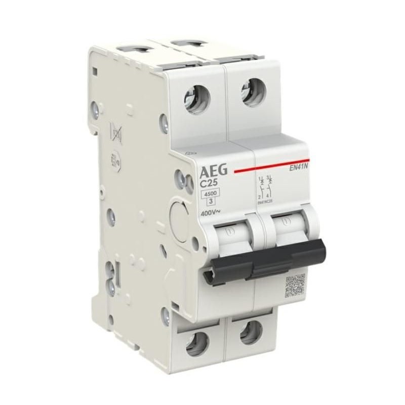 Interruttore Magnetotermico 25A 1P+N 4,5KA 2 Moduli AEG EN41NC25 Interruttore Magnetotermico 25A 1P+N 4,5KA 2 Moduli AEG EN41NC25