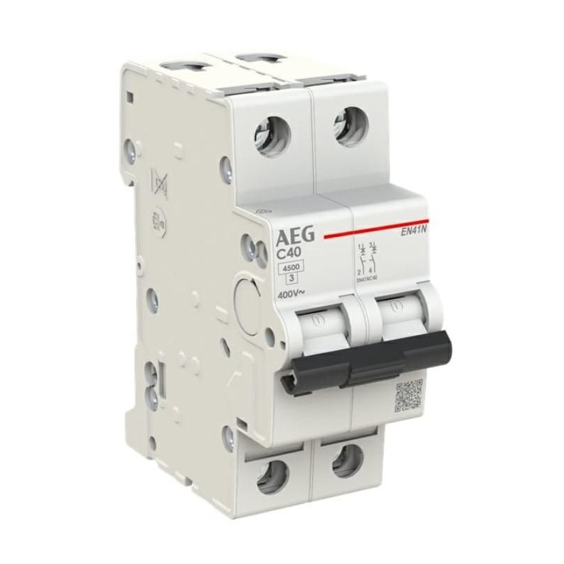 Interruttore Magnetotermico 40A 1P+N 4,5KA 2 Moduli AEG EN41NC40 Interruttore Magnetotermico 40A 1P+N 4,5KA 2 Moduli AEG EN41NC40