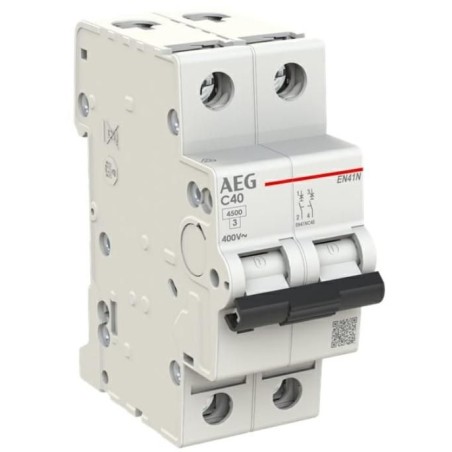 Interruttore Magnetotermico 40A 1P+N 4,5KA 2 Moduli AEG EN41NC40