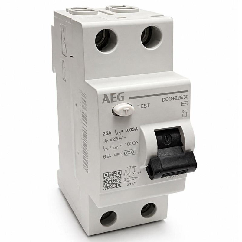 Differenziale Puro 25A 2P 30mA AC 2 Moduli AEG DCG225/30 Differenziale Puro 25A 2P 30mA AC 2 Moduli AEG DCG225/30