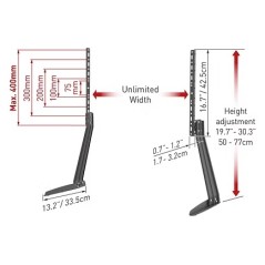 Supporto da Mobile per TV Piatti e Curvi 13''-70''Pollici BARKAN S40