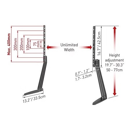 Supporto da Mobile per TV Piatti e Curvi 13''-70''Pollici BARKAN S40