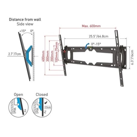 Supporto per TV Piatto e Curvo Inclinabile 13''-100'' BARK E410+
