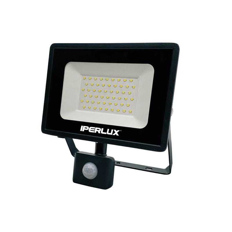 Proiettore LED Nero 50W 6500K 5120lm IP65 con Sensore IPERLUX IPF50SC Proiettore LED Nero 50W 6500K 5120lm IP65 con Sensore IPERLUX IPF50SC