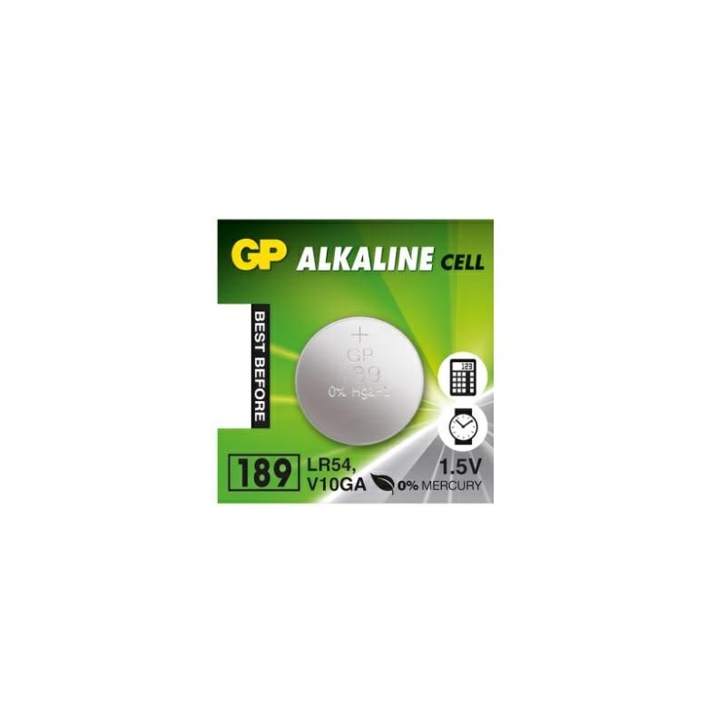 1 Batteria Alcalina a Bottone 1,5V LR54 V10GA GP 189 1 Batteria Alcalina a Bottone 1,5V LR54 V10GA GP 189