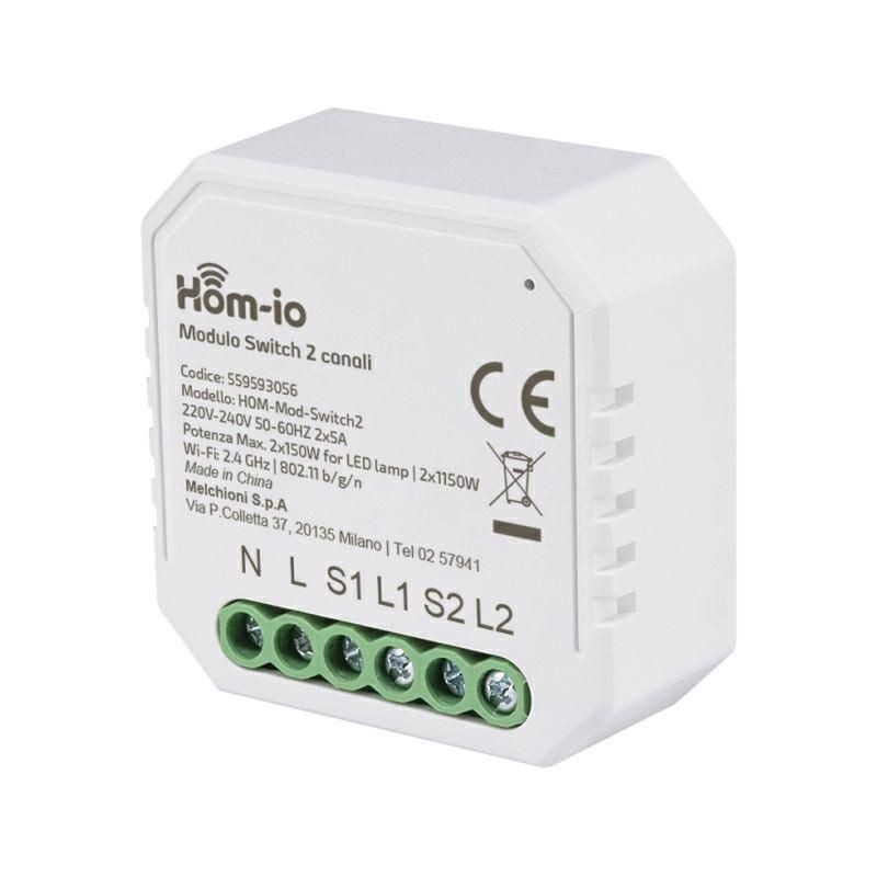 Modulo Switch 2 Canali HOM-IO 2x150W LED - 2x1150W Domotica MELCHIONI 559593056 Modulo Switch 2 Canali HOM-IO 2x150W LED - 2x1150W Domotica MELCHIONI 559593056
