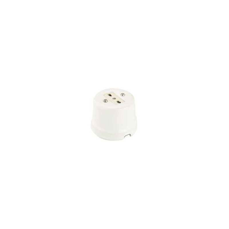 Presa Bipasso in Ceramica Bianca 2P+T 10/16A da Parete FAI 9009/BIP/BI Presa Bipasso in Ceramica Bianca 2P+T 10/16A da Parete FAI 9009/BIP/BI