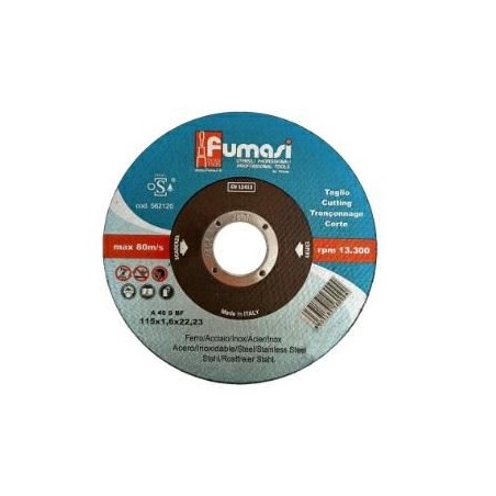 Disco taglio mola inox/ferro per flessibile Ø 115x1,6x22mm FUMASI 562120