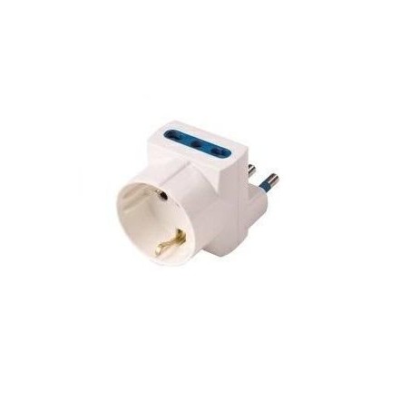 Adattatore Triplo salvaspazio Spina S17 16A 2P+T 2 Prese Bipasso + 1 Presa Schuko ECOVA 30054