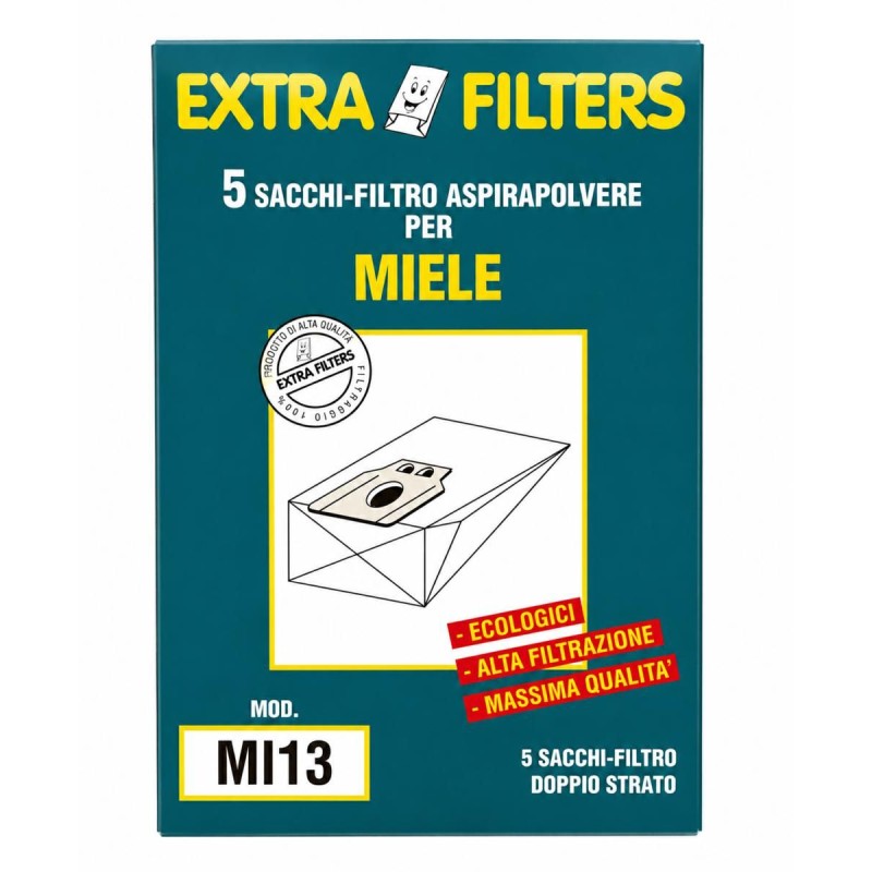 5 SACCHI-FILTRO PER ASPIRAPOLVERE MIELE EXTRA FILTERS MI13