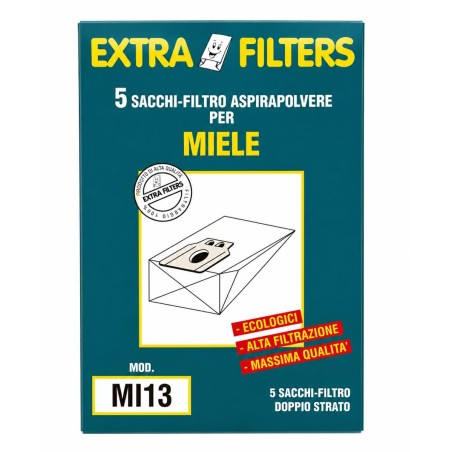 5 SACCHI-FILTRO PER ASPIRAPOLVERE MIELE EXTRA FILTERS MI13