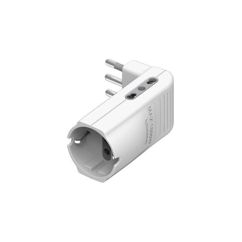 Adattatore Corner 2 prese bipasso 1 presa tedesca e spina 16A bianco BTICINO S3616DE Adattatore Corner 2 prese bipasso 1 presa tedesca e spina 16A bianco BTICINO S3616DE