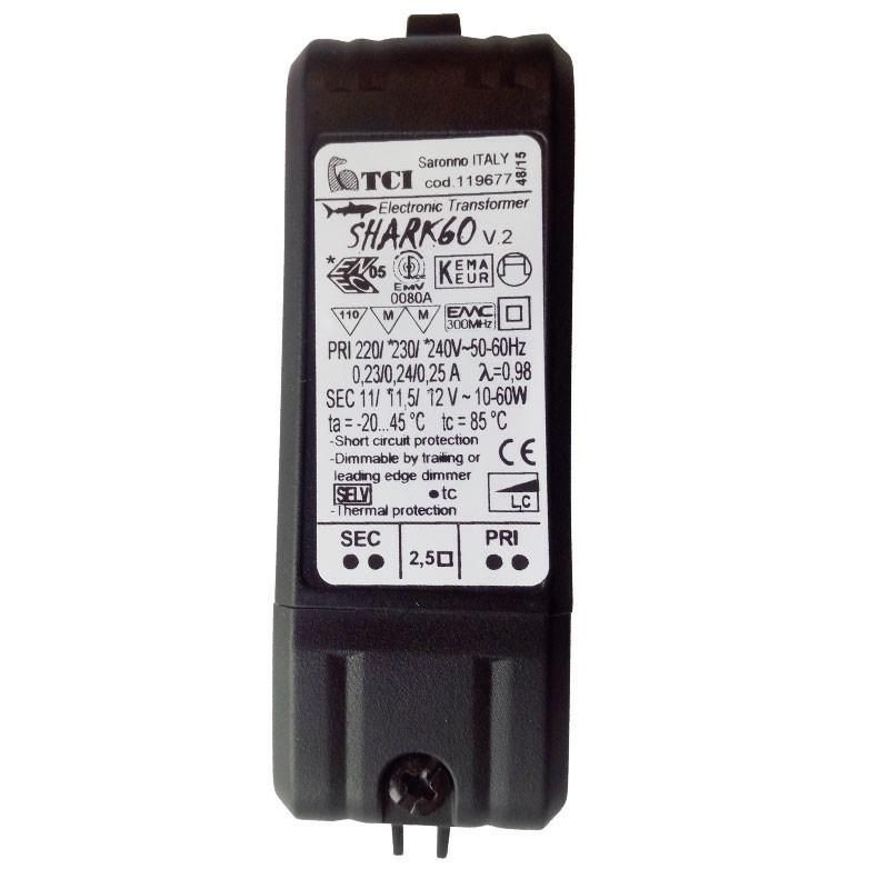 Mini trasformatore elettronico dimmerabile 10-60W 220/240V TCI 119677 Mini trasformatore elettronico dimmerabile 10-60W 220/240V TCI 119677