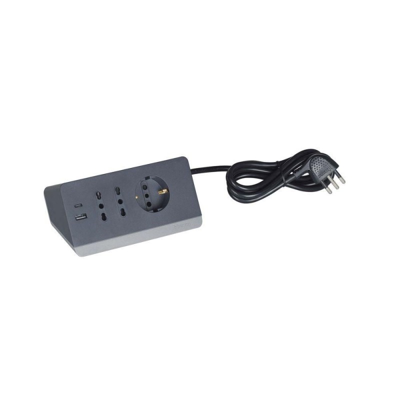 Multipresa da scrivania con 2 prese USB tipo A+C Grigia BTICINO S3711GBU Multipresa da scrivania con 2 prese USB tipo A+C Grigia BTICINO S3711GBU
