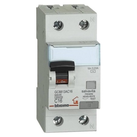 Magnetotermico Differenziale 16A 1P+N 4,5KA BTICINO GC8813AC16