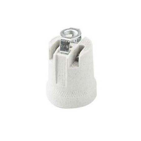Portalampda in Porcellana Bianca E27 con Foro Filettato M10X1 FAI 0072/73
