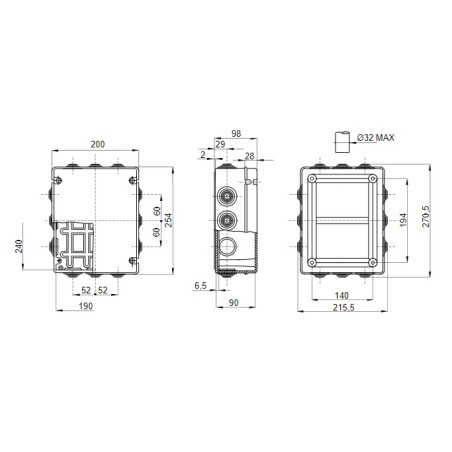 Cassetta esterna con gommini IP55 240x190x90 GEWISS GW44008