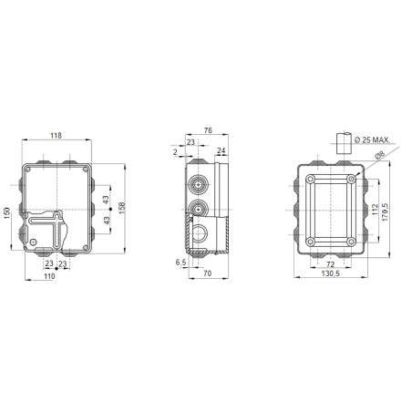 Cassetta esterna con gommini IP55 150x110x70 GEWISS GW44026