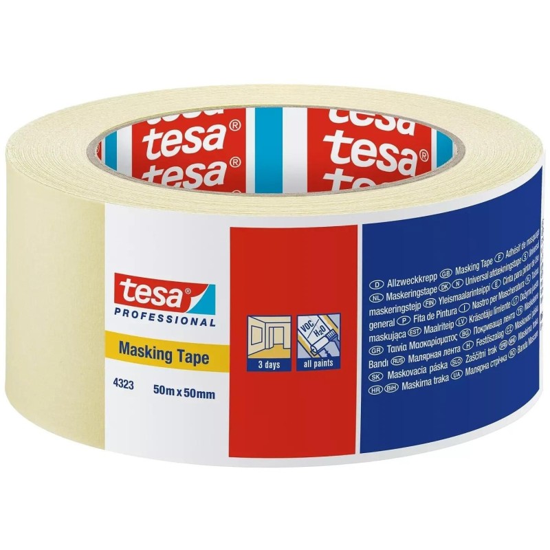 Nastro in Carta Semicrespata 50m x 50mm TESA 04325-00004 Nastro in Carta Semicrespata 50m x 50mm TESA 04325-00004