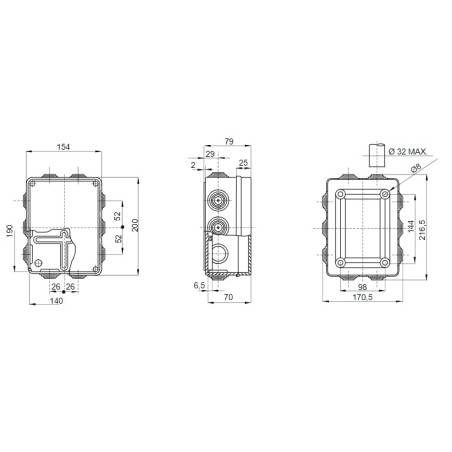 Cassetta esterna con gommini IP55 190x140x70 GEWISS GW44007