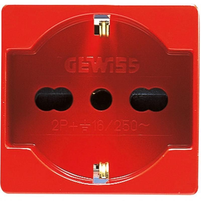 System presa Unel bipasso rossa GEWISS GW20296 System presa Unel bipasso rossa GEWISS GW20296