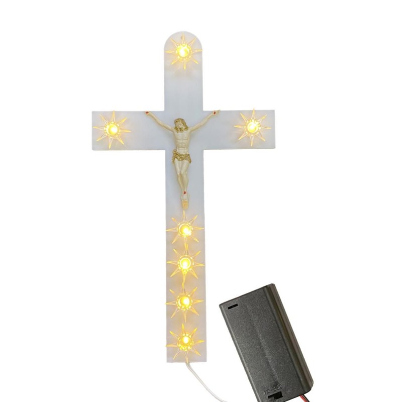 Croce Con 7 Led In Plexiglass Bianco Croce Con 7 Led In Plexiglass Bianco