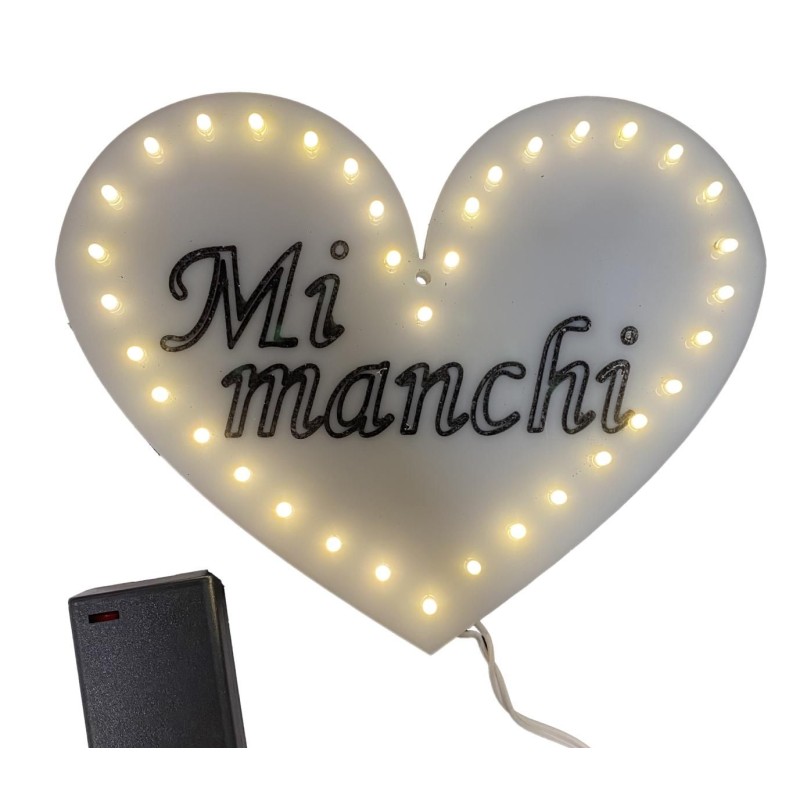 Cuore Mi Manchi Con 36 Led in Plexiglass Bianco Cuore Mi Manchi Con 36 Led in Plexiglass Bianco