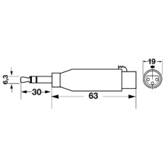 Adattatore microfonico xlr da presa 3 poli a spina jack 6,3 stereo KONELCO GBC 30564300
