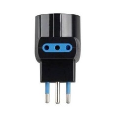 Adattatore Triplo Spina 10A 2 Prese 10A + 1 Schuko Nero ECOVA 33042