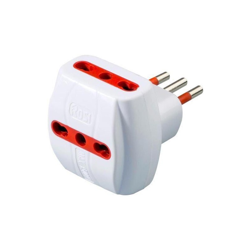 Adattatore Triplo 10A con Limitatore di Corrente Autoripristinabile 3 Prese 10/16A ROSI RS78041T Adattatore Triplo 10A con Limitatore di Corrente Autoripristinabile 3 Prese 10/16A ROSI RS78041T