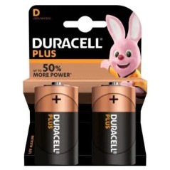2 BATTERIE ALCALINE PLUS TORCE D 1,5 V DURACELL