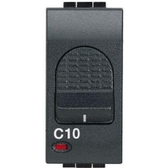 Interruttore Automatico Magnetotermico Bipolare 1 Polo Protetto 10A LivingLight Antracite BTICINO L4301/10
